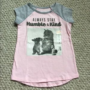 Kids Jumping Beans Pink Gray Cat Kitten‎ Graphic T Shirt Size 4